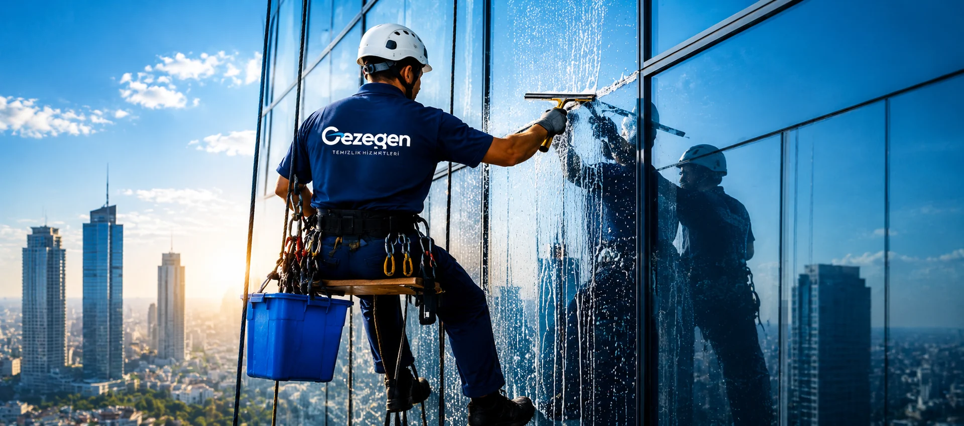 Yüksek bina cam temizliği